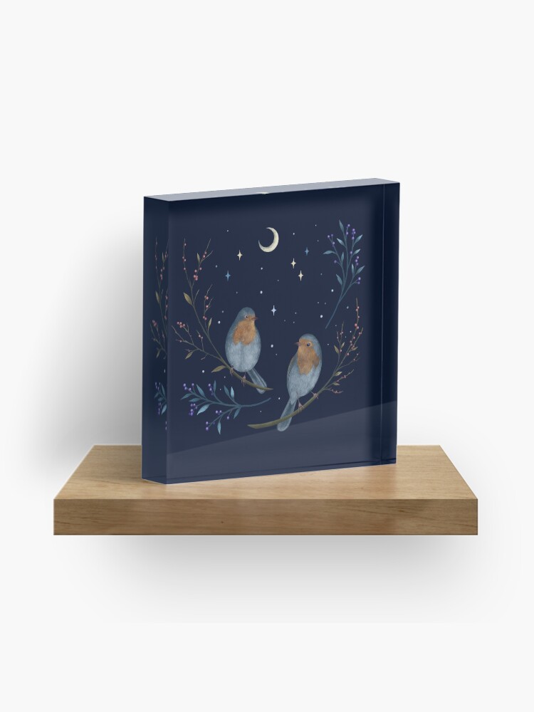 Thumbnail 1 of 5, Acrylic Block, Birds and Berries designed and sold by episodicDrawing.