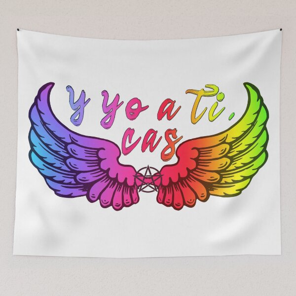 Item preview, Destiel DeanCas Spanish Wings "y yo a ti" (Rainbow Version) designed and sold by MinaMonsterMash.