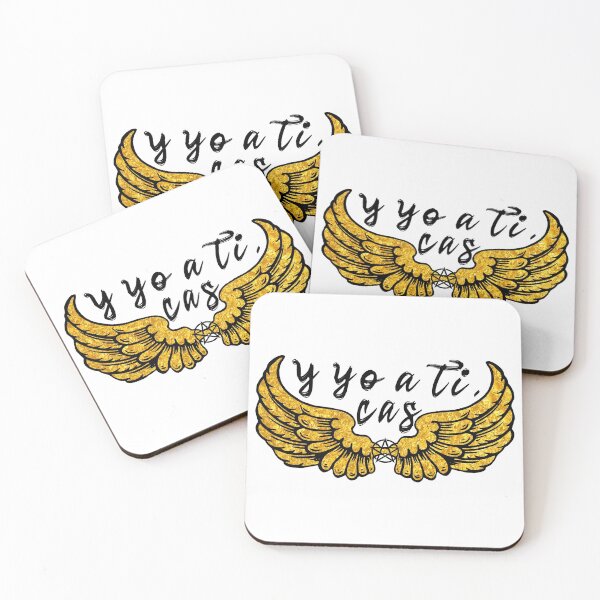 Item preview, Destiel DeanCas Spanish Wings "y yo a ti" (Shiny Gold Version) designed and sold by MinaMonsterMash.