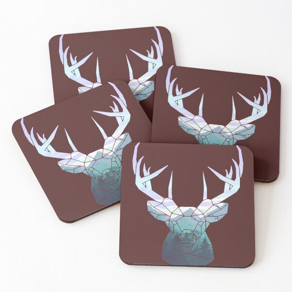 Item preview, Buck Stag Deer Head Silhouette Wilderness Mountains designed and sold by ForFunDesigns.