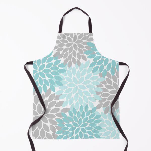 Item preview, Aqua Gray Floral Flower Burst Petals Design Pattern designed and sold by CloudDesignShop.