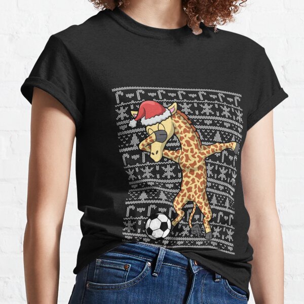 Soccer Ugly Christmas Giraffe Santa Classic T-Shirt