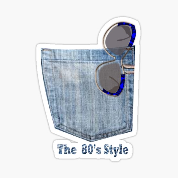 Sun glasses of the 80's in a denim pocket Sticker