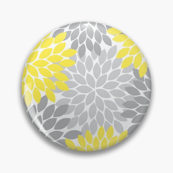 Item preview, Yellow Gray Flower Burst Petals Pattern designed and sold by CloudDesignShop.