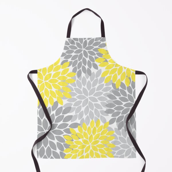 Item preview, Yellow Gray Flower Burst Petals Pattern designed and sold by CloudDesignShop.