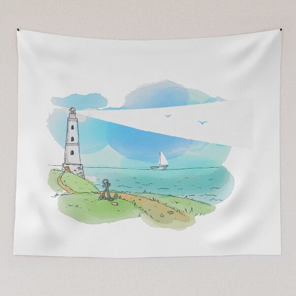 Item preview, Watercolor lighthouse and the sea designed and sold by della95.