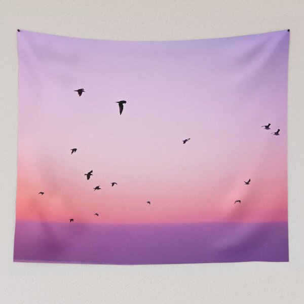 Item preview, Pink Purple and Blue Summer Sunset Birds View designed and sold by CheraeLynn.