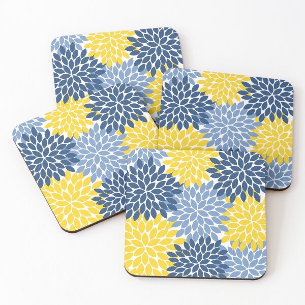 Item preview, Flower Burst Yellow Blue Flower Petals Pattern designed and sold by CloudDesignShop.