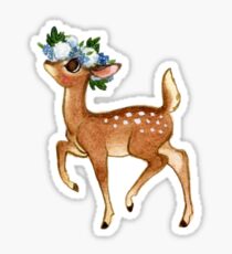Flower Deer Fawn Sticker