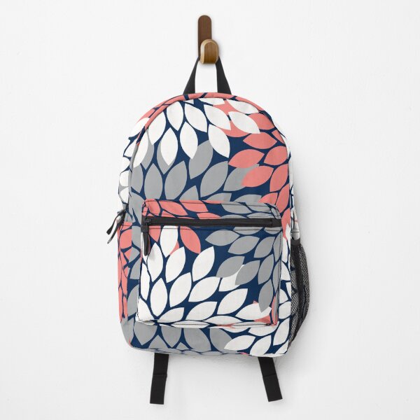 Item preview, Flower Burst Navy Coral Aqua Floral Pattern Flower Petals designed and sold by CloudDesignShop.