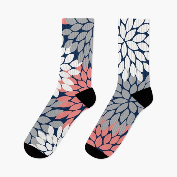 Item preview, Flower Burst Navy Coral Aqua Floral Pattern Flower Petals designed and sold by CloudDesignShop.