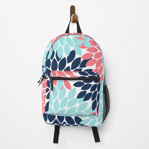 Item preview, Flower Burst, Coral Navy Aqua, Flower Petals, Floral Pattern designed and sold by CloudDesignShop.