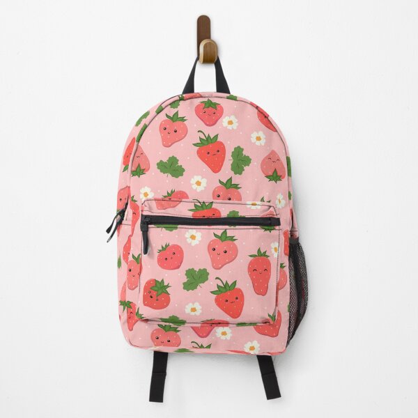 Item preview, Strawberry pattern with faces in pink colors. designed and sold by burbura.