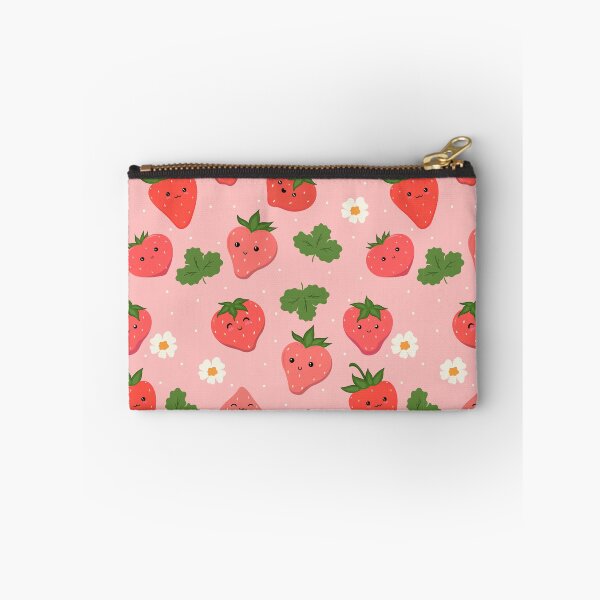 Item preview, Strawberry pattern with faces in pink colors. designed and sold by burbura.