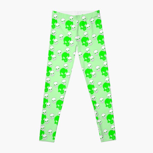 Green Skeleton Skulls Street Skater Punk Wear Pattern Leggings