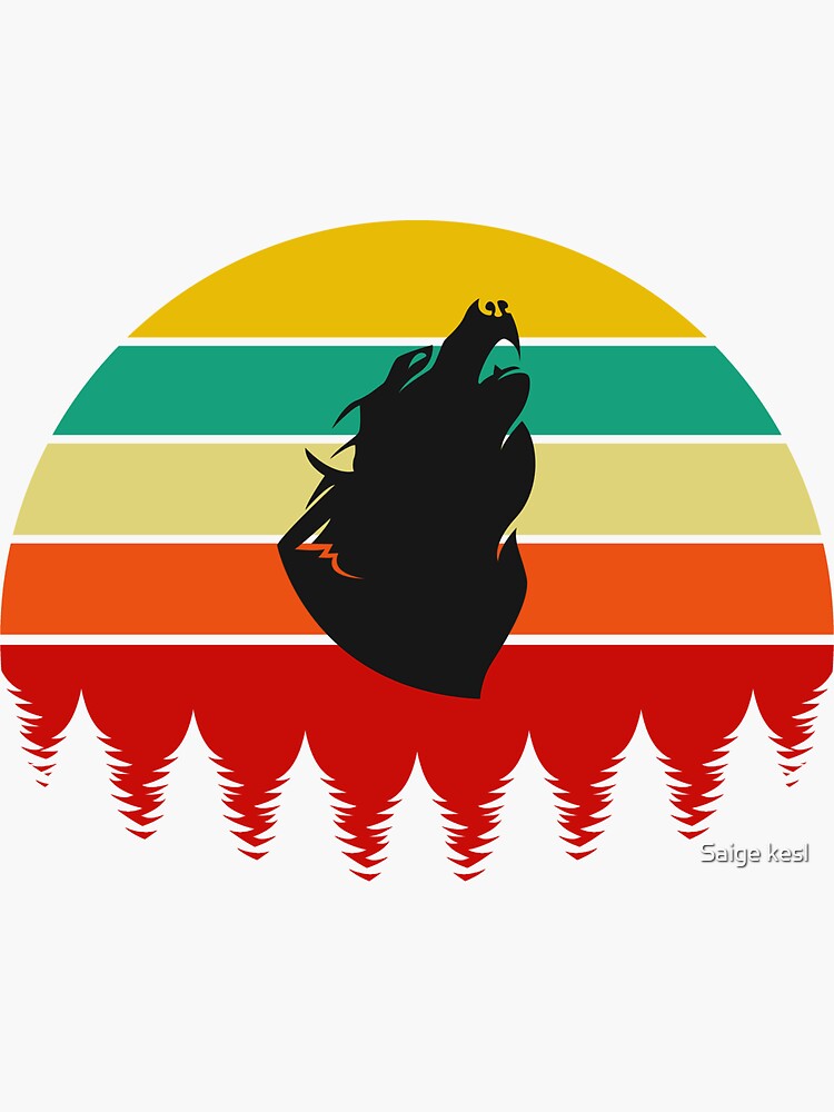 "Retro Howling Wolf" Sticker for Sale by tkesl11 Redbubble