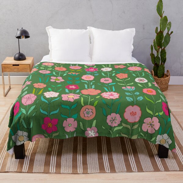 Item preview, Vintage Flowers Pink Green Retro Floral designed and sold by Cecilia Mok.