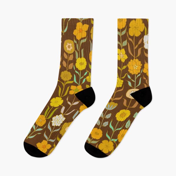 Item preview, Vintage Flowers Autumn Brown Gold Yellow Retro Floral designed and sold by Cecilia Mok.