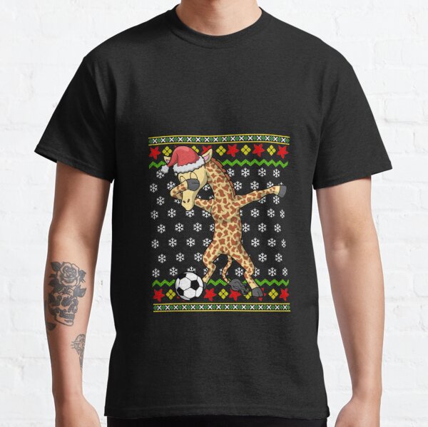 Soccer Dabbing Giraffe Ugly Christmas Classic T-Shirt