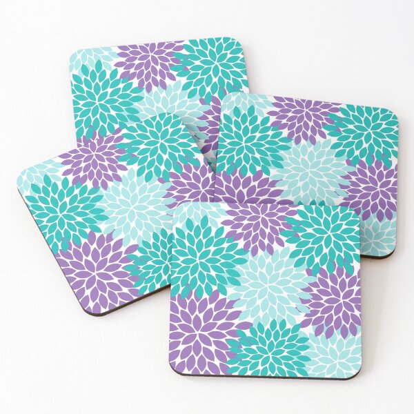 Item preview, Mermaid Flower Petals, Purple Teal Aqua Floral Pattern, Flower Burst designed and sold by CloudDesignShop.