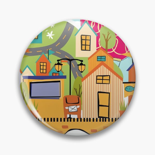 Item preview, Colorful Village and town pattern with water and bridge designed and sold by chrstdnl.