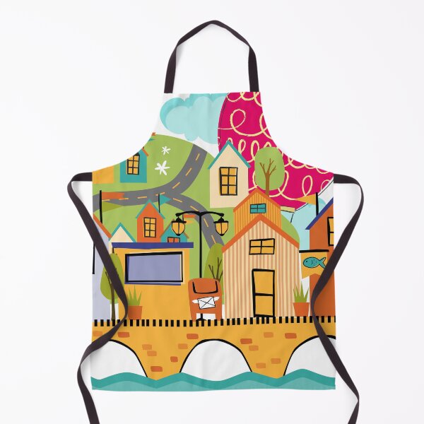 Item preview, Colorful Village and town pattern with water and bridge designed and sold by chrstdnl.