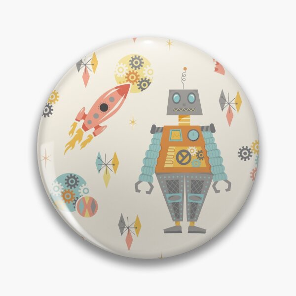 Item preview, Vintage Inspired  Robots in Space designed and sold by latheandquill.