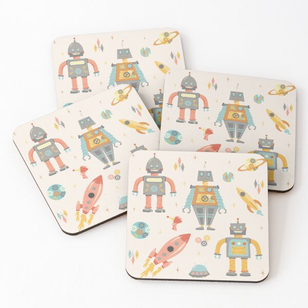 Item preview, Vintage Inspired  Robots in Space designed and sold by latheandquill.