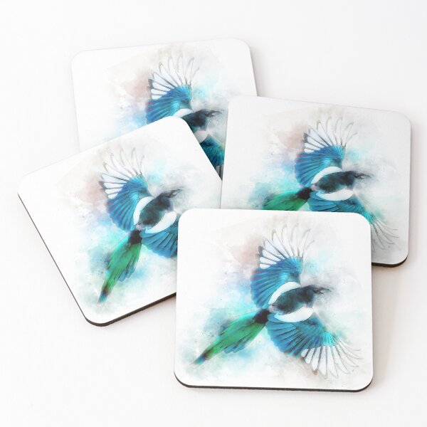 Item preview, Flying magpie bird watercolor designed and sold by lifewithbirds.