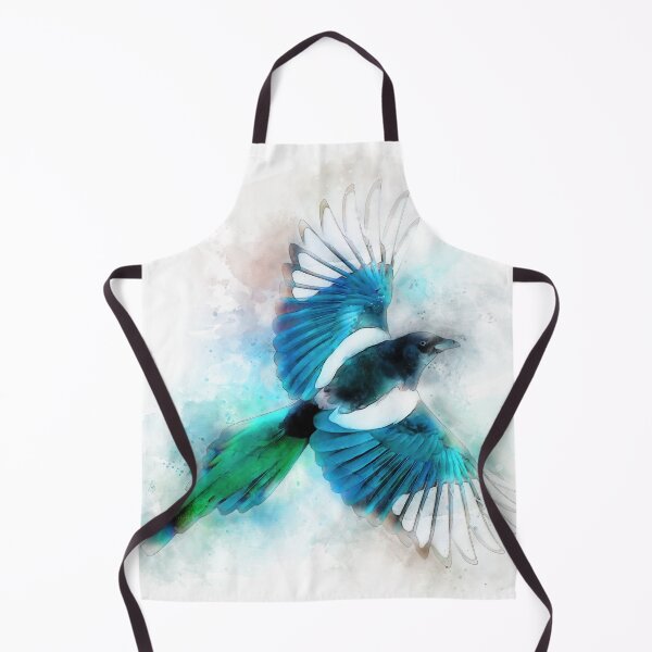Item preview, Flying magpie bird watercolor designed and sold by lifewithbirds.