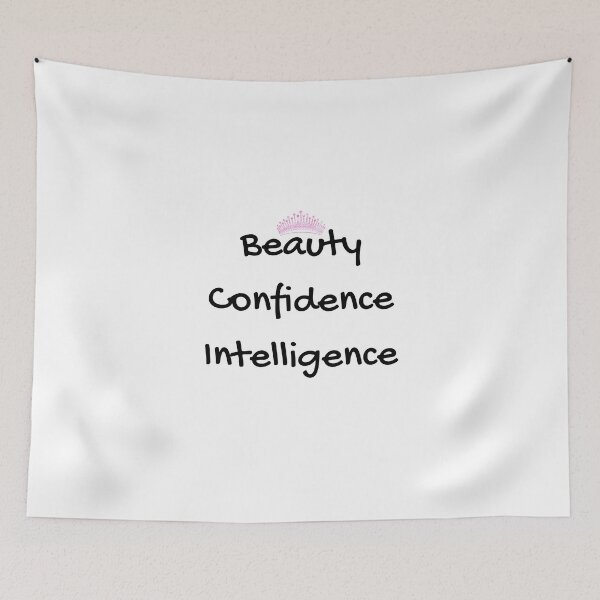 Item preview, Beauty, Confidence, Intelligence simple text, pink tiara designed and sold by JustAMillenial -.