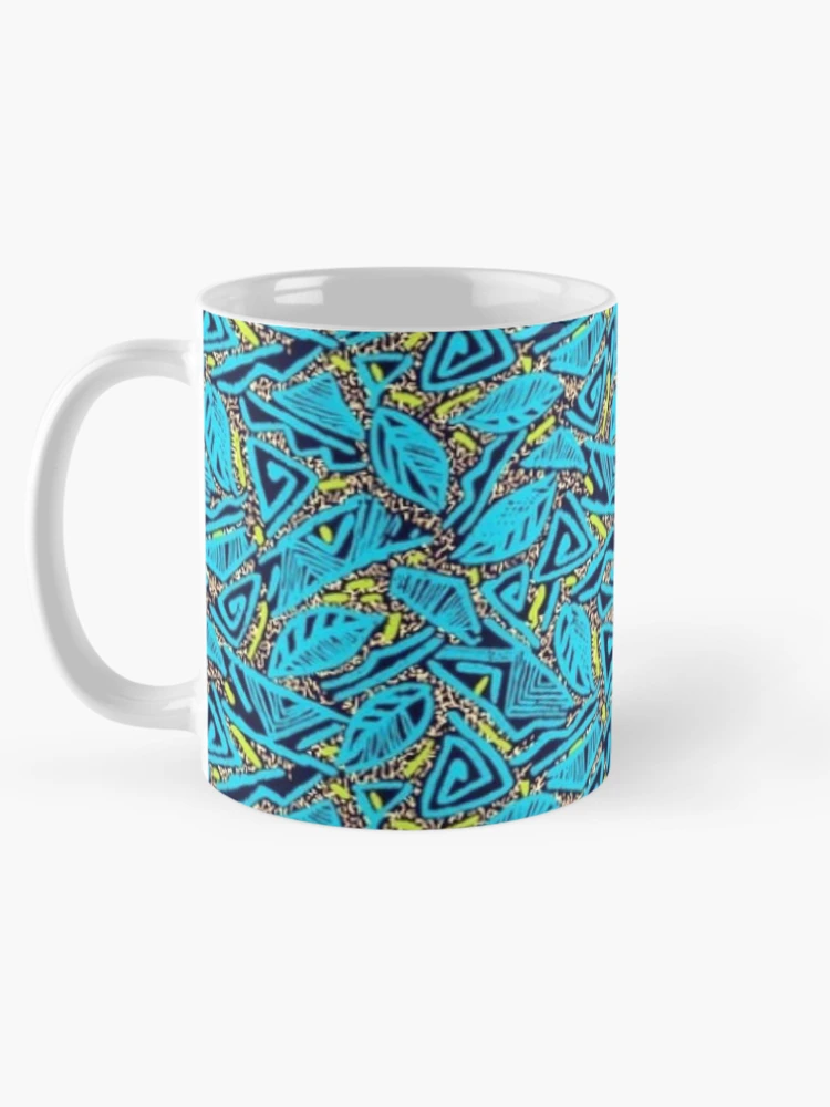 Thumbnail 5 of 6, Coffee Mug, Blue Aztec Print designed and sold by RocketshSD.