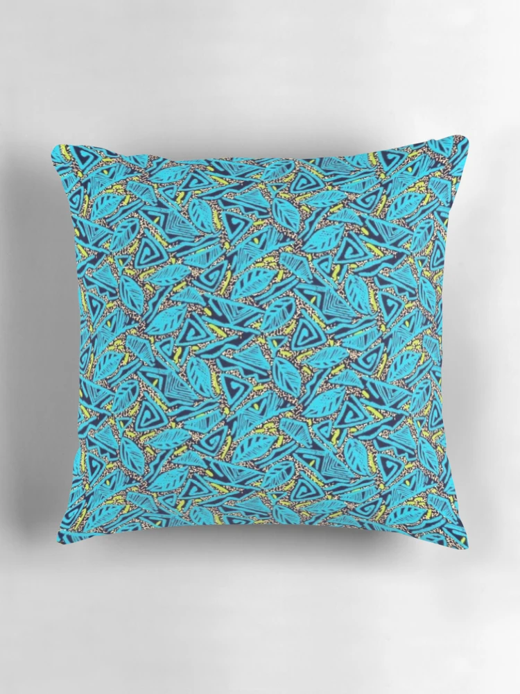 Thumbnail 3 of 4, Pillow, Blue Aztec Print designed and sold by RocketshSD.