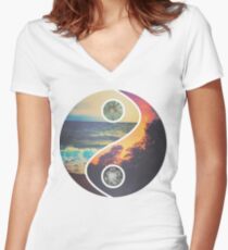 CHILL VIBES "YANG" Women's Fitted V-Neck T-Shirt