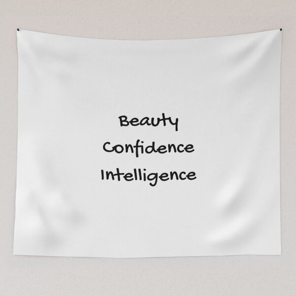 Item preview, Beauty, Confidence, Intelligence simple black text designed and sold by JustAMillenial -.