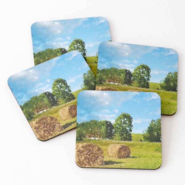 Item preview, Hay Bales in Grassy Field designed and sold by MathenaArt.
