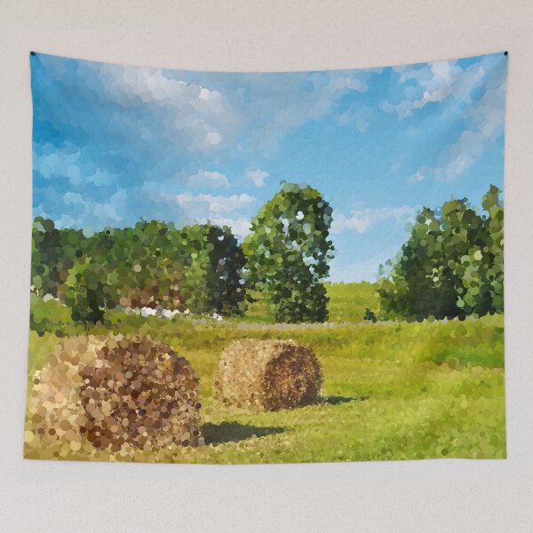 Item preview, Hay Bales in Grassy Field designed and sold by MathenaArt.