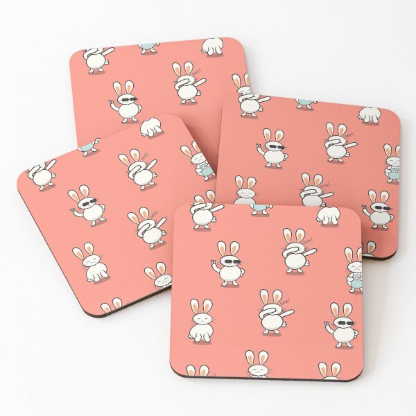 Item preview, Cute Rabbit Pattern in Orangey Pink designed and sold by Skeenazlan.