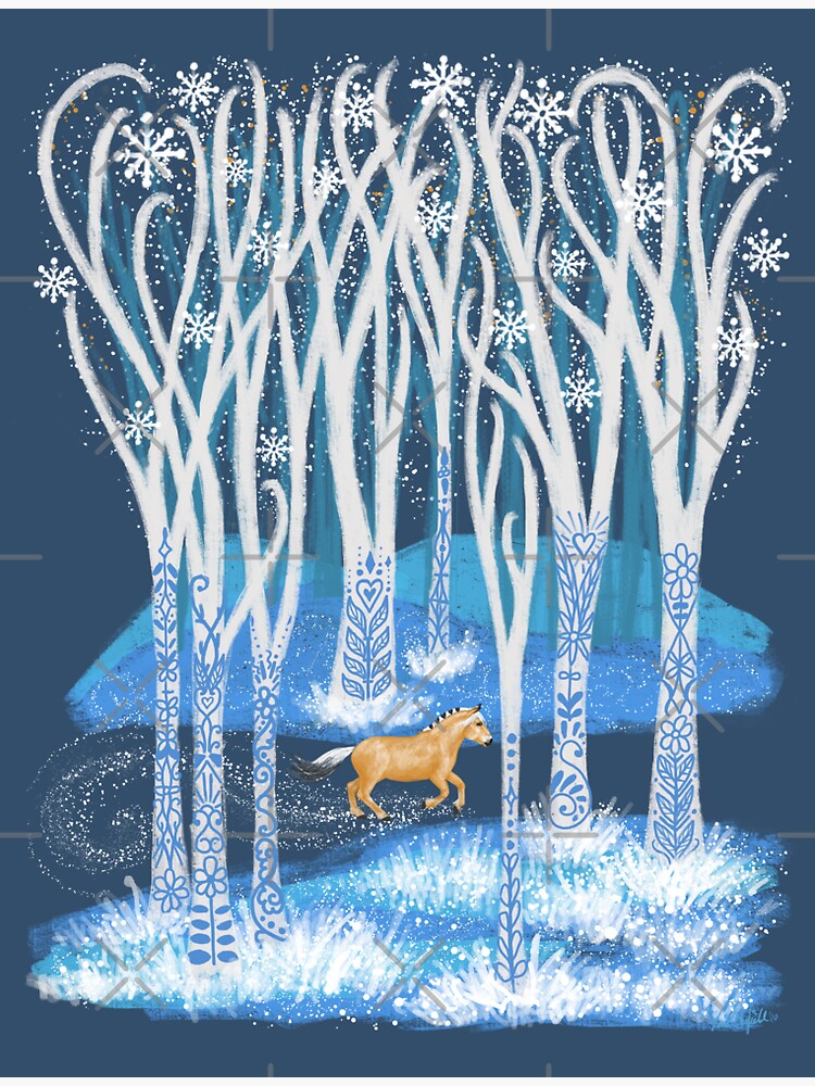 Thumbnail 3 of 3, Sticker, Fjord Horse and Scandinavian Forests designed and sold by tinaschofield.