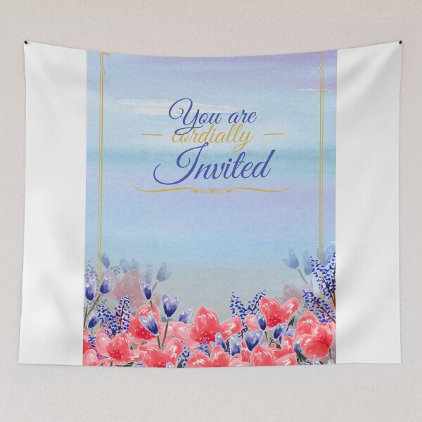 Item preview, You are cordially invited red and violet flowers flower field, dedication card, Valentine's card, anniversary card, wedding card, celebration card designed and sold by DoodlesFlowers.