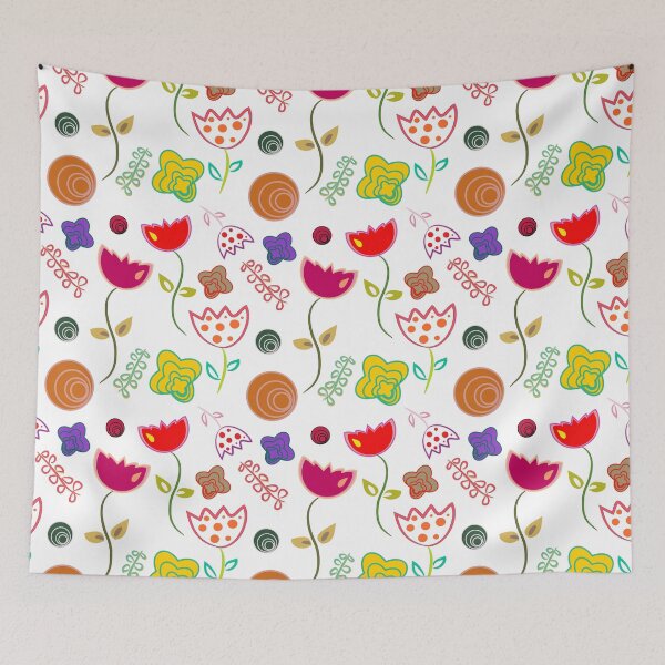 Item preview, Ornamental Flowers Pattern on White designed and sold by simpleones.