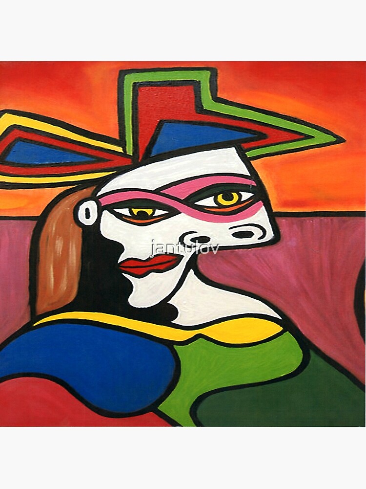 Picasso Lady With Hat Poster By Jantulov Redbubble   Flat,750x,075,f Pad,750x1000,f8f8f8 