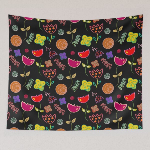 Item preview, Ornamental Flowers Pattern on Black designed and sold by simpleones.
