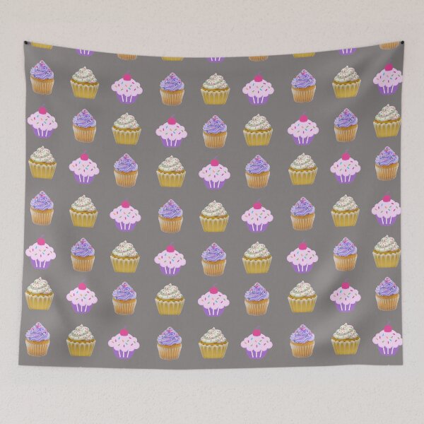 Item preview, Colorful cupcakes on gray designed and sold by Ninaeva.