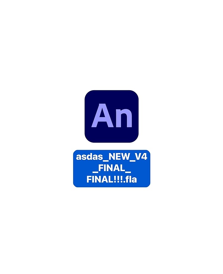 Adobe Animate CC icon with random file name asdas.fla Sticker for Sale by  allreadytaken
