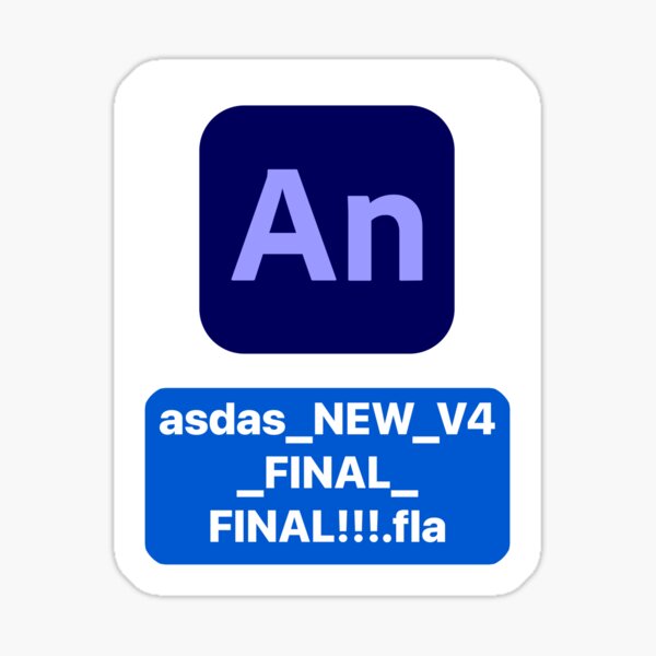 Adobe Animate CC icon with random file name asdas.fla Sticker for Sale by  allreadytaken