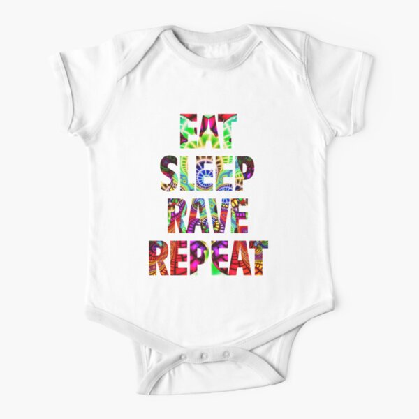 Eat Sleep Rave Repeat Short Sleeve Baby One-Piece