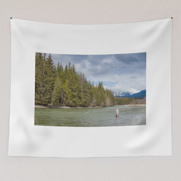 Item preview, A fisherman fishing for Steelhead on a river in British Columbia Canada designed and sold by SnapTPhotograph.