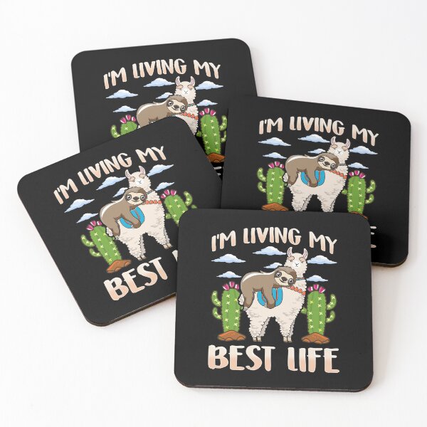Item preview, Cute Sloth & Llama Living My Best Life Sleepy Lazy designed and sold by perfectpresents.
