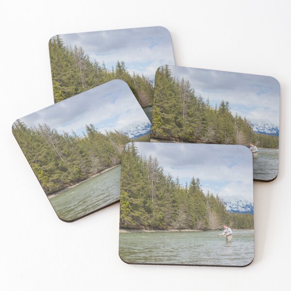 Item preview, A fisherman spey casting on a mountain river in spring, in British Columbia designed and sold by SnapTPhotograph.